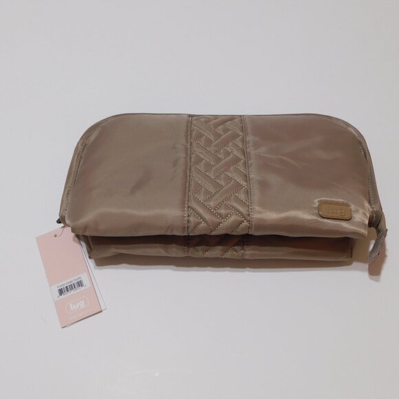 Lug Flash Sand Taupe Multi Compartment Cosmetic Make Up Travel Zip Organizer Bag - Picture 2 of 12